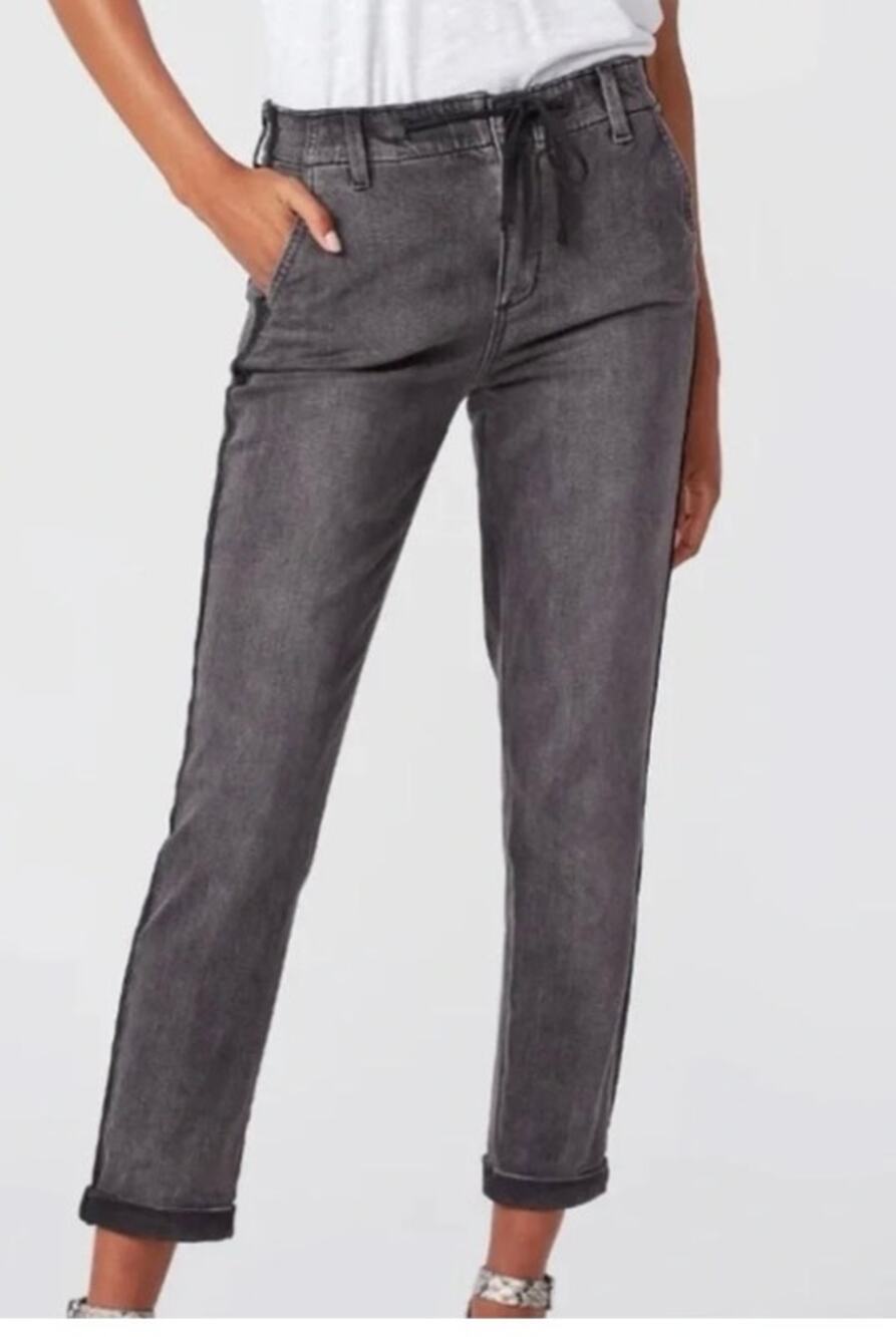 Christy Paige Off-Duty High-Rise Tapered Pant Faded Gray Mist Black Sides 28